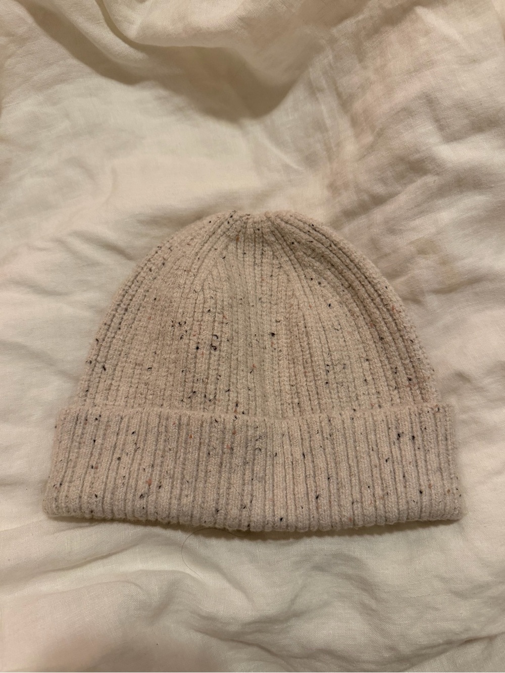 Cream Knit Beanie Hat